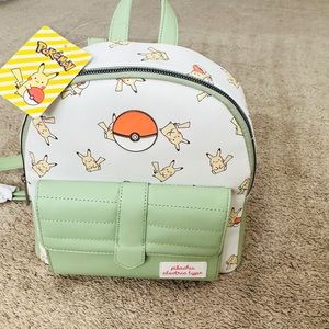 Authentic Pokémon mini backpack  pikachu pastel mint green and white  adorable